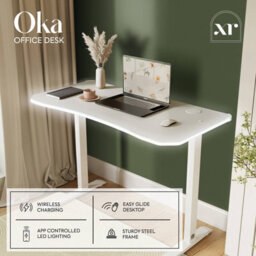 X Rocker Xr Living Oka 140Cm Office Desk With Wireless Charging -White - thumbnail 2