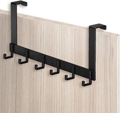 Black Stainless Steel Door Hook, Over-The-Door Coat Rack With 6 Hooks, For Doors (4.1, 4.5 Cm) - image 1