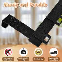 Black Stainless Steel Door Hook, Over-The-Door Coat Rack With 6 Hooks, For Doors (4.1, 4.5 Cm) - thumbnail 3