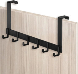 Black Stainless Steel Door Hook, Over-The-Door Coat Rack With 6 Hooks, For Doors (4.1, 4.5 Cm) - thumbnail 1