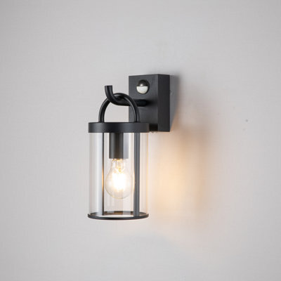 Harper Living Outdoor Wall Lights With Pir Sensor, Black Industrial Retro Outside Lights Mains Powered Weatherproof Ip65 - image 1