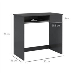 Compact Computer Table W/ Keyboard Tray Drawer Study Office Work, Grey - thumbnail 2