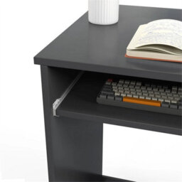 Compact Computer Table W/ Keyboard Tray Drawer Study Office Work, Grey - thumbnail 3