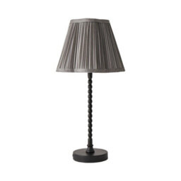 Valuelights Maeve Dark Grey Pleated Faux Silk Scallop Shade Black Bobbin Table Lamp And Bulb - thumbnail 2