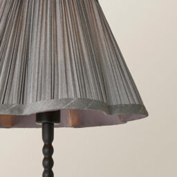 Valuelights Maeve Dark Grey Pleated Faux Silk Scallop Shade Black Bobbin Table Lamp And Bulb - thumbnail 3