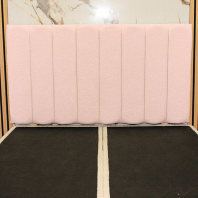 "Urban Textures - Apollo Luxury 20"" High Boucle Fabric Upholstered Line Headboard - Baby Pink" - image 1