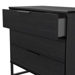 Ancona Matt Black Ash 3 Drawer Chest (H)678mm (W)765mm (D)395mm - thumbnail 4