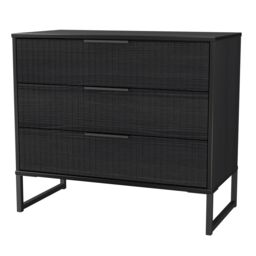 Ancona Matt Black Ash 3 Drawer Chest (H)678mm (W)765mm (D)395mm - thumbnail 3