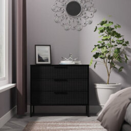 Ancona Matt Black Ash 3 Drawer Chest (H)678mm (W)765mm (D)395mm - thumbnail 1