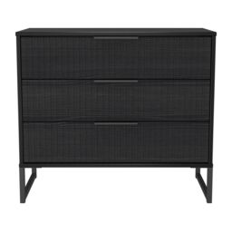 Ancona Matt Black Ash 3 Drawer Chest (H)678mm (W)765mm (D)395mm - thumbnail 2