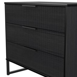 Ancona Matt Black Ash 3 Drawer Chest (H)678mm (W)765mm (D)395mm - thumbnail 6
