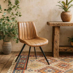 Wyld Haus Arques Tan Faux Leather Swivel Dining Chair