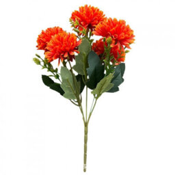 Amorly 4 Pack Artificial Chrysanthemum Bouquets, 5 Heads Deep Orange Faux Ball Mum Flowers, Fake Floral Stems For Fall Wedding Vase Decor - thumbnail 2