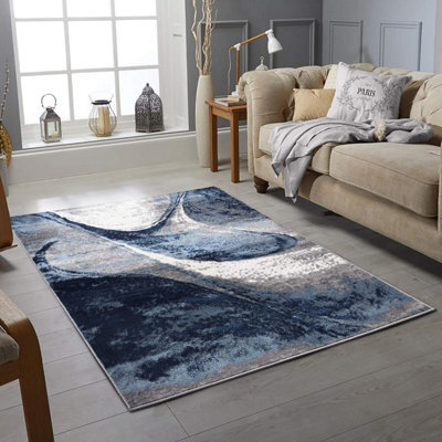 Modern Abstract Area Rug Soft Thick Pile Carpet Living Room Bedroom Non Shedding Polypropylene 80X150 Cm - image 1