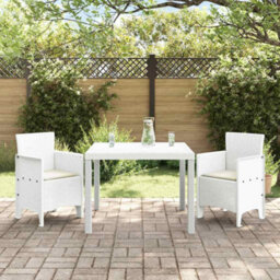 Berkfield Garden Dining Set 3 Pcs White Polt Rattan