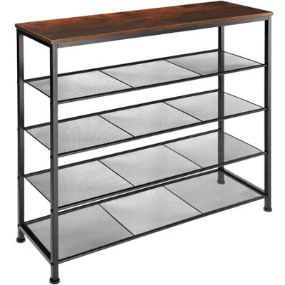 Tectake Shoe Rack Sheffield - Storage Shelf And 4 Grid Shelves, Industrial Style -  - Industrial Wood Dark, Rustic - image 1