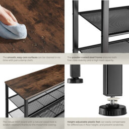 Tectake Shoe Rack Sheffield - Storage Shelf And 4 Grid Shelves, Industrial Style -  - Industrial Wood Dark, Rustic - thumbnail 5