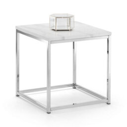 Oakham Valenza White Marble Top Lamp Table In White Marble And Chrome - thumbnail 1
