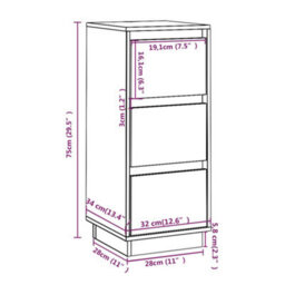 Berkfield Sideboards 2 Pcs Black 32X34X75 Cm Solid Wood Pine - thumbnail 8