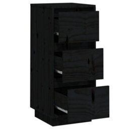 Berkfield Sideboards 2 Pcs Black 32X34X75 Cm Solid Wood Pine - thumbnail 6