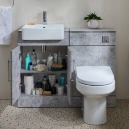 Homestylestore 1050mm Concrete Grey Bathroom Combination Vanity Toilet Wc Unit With Chrome T Bar Handle - thumbnail 1