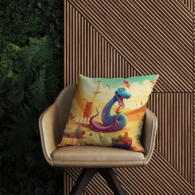 Warren Reed Designer Snake On A Beach Holiday Outdoor Cushion 60Cm X 60Cm