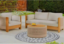 Aamen Garden Rug Reversible Round Outdoor Lawn Carpet Waterproof Mat  (Black/white) - thumbnail 3