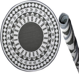 Aamen Garden Rug Reversible Round Outdoor Lawn Carpet Waterproof Mat  (Black/white) - thumbnail 2