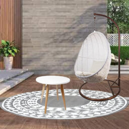 Aamen Garden Rug Reversible Round Outdoor Lawn Carpet Waterproof Mat  (Black/white) - thumbnail 5