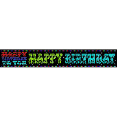 Simon Elvin Foil Holographic Birthday Banner (Pack Of 6) Black (One Size)