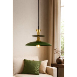 Luminosa Lighting Luminosa Celesta Dome Pendant Ceiling Light Green, Gold 1X E27 - thumbnail 2
