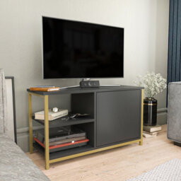 Decorotika Muskegon Tv Stand Tv Unit For Tv's Up To 63 Inch Gold And Anthracite - thumbnail 3
