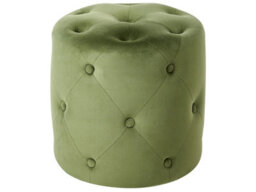Wyld And Coco Velvet Round Tufted Ottoman Pouffe 40 Cm Olive - Fully Upholstered, Pine Frame, No Assembly Required - thumbnail 1