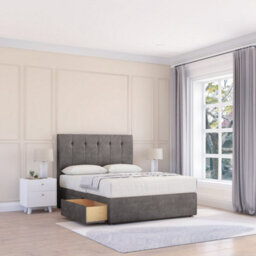 "Sloomy 4Ft6  Highbury Divan Bed Base Slate Naples ,no Drawers & 26"" Struts Headboard - Double"
