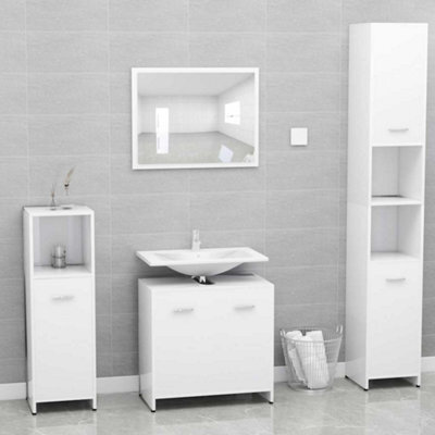 Vidaxl Bathroom Furniture Set White Engineered Wood - image 1