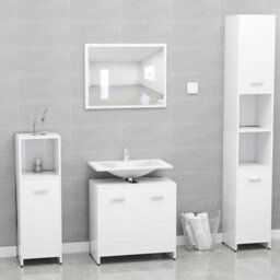 Vidaxl Bathroom Furniture Set White Engineered Wood - thumbnail 1