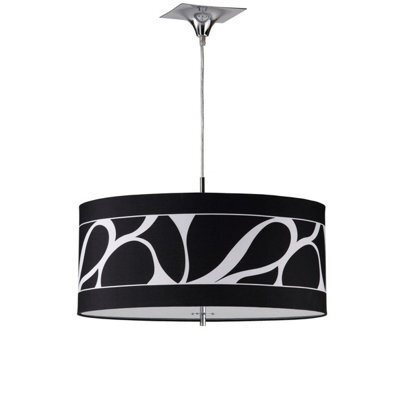 Luminosa Lighting Luminosa Manhattan Pendant Small 3 Light L1/sgu10, Polished Chrome With Black Patterned Shade - image 1