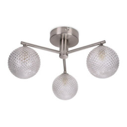 Valuelights Elle Brushed Chrome 3 Way Ip44 Bathroom Glass Shade Ceiling Light - thumbnail 5