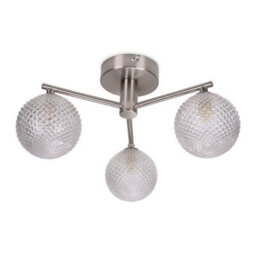 Valuelights Elle Brushed Chrome 3 Way Ip44 Bathroom Glass Shade Ceiling Light - thumbnail 1