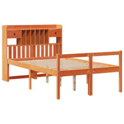 Berkfield Bookcase Bed Without Mattress Wax Brown 135X190 Cm Doouble Solid Wood Pine - thumbnail 3