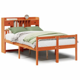 Berkfield Bookcase Bed Without Mattress Wax Brown 135X190 Cm Doouble Solid Wood Pine - thumbnail 2