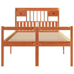 Berkfield Bookcase Bed Without Mattress Wax Brown 135X190 Cm Doouble Solid Wood Pine - thumbnail 4