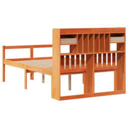 Berkfield Bookcase Bed Without Mattress Wax Brown 135X190 Cm Doouble Solid Wood Pine - thumbnail 6