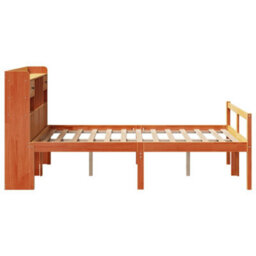 Berkfield Bookcase Bed Without Mattress Wax Brown 135X190 Cm Doouble Solid Wood Pine - thumbnail 5
