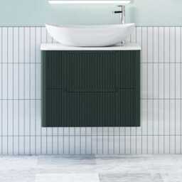 Royal Bathrooms Avenza 700mm Deep Moss Green Wall Hung Bathroom Countertop Vanity Unit 2 Drawer With Cesar Basin - thumbnail 1