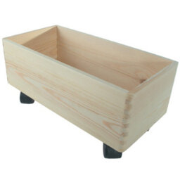 Woodeedoo Narrow Wooden Crate On Wheels Open Box Pine Organiser For Underbed Pantry Cupboard Shelf Craft Diy Storage 40X20X19Cm - thumbnail 2