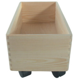 Woodeedoo Narrow Wooden Crate On Wheels Open Box Pine Organiser For Underbed Pantry Cupboard Shelf Craft Diy Storage 40X20X19Cm - thumbnail 5