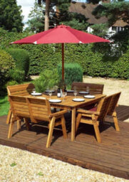 Charles Taylor Trading Eight Seater Square Table Set With Cushion - W250 X D250 X H98 - Fully Assembled - Burgundy - thumbnail 6