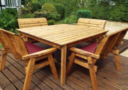 Charles Taylor Trading Eight Seater Square Table Set With Cushion - W250 X D250 X H98 - Fully Assembled - Burgundy - thumbnail 4