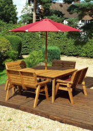 Charles Taylor Trading Eight Seater Square Table Set With Cushion - W250 X D250 X H98 - Fully Assembled - Burgundy - thumbnail 2
